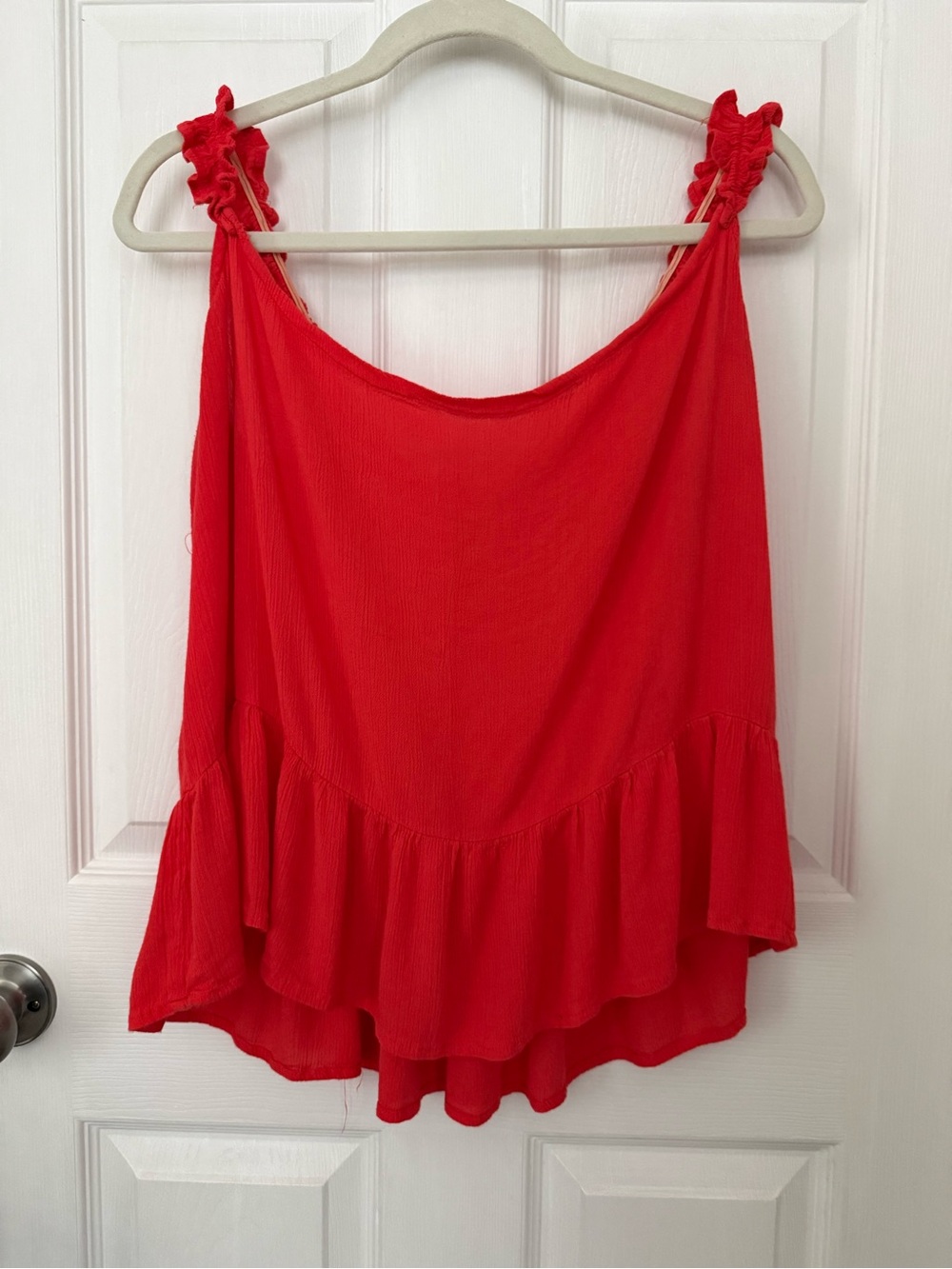 Sim & Sam Red-Orange Ruffle Hem Peplum Cami Tank Top Size Medium